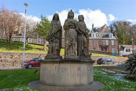 Statues Faith, Hope and Charity installed in Inverness .